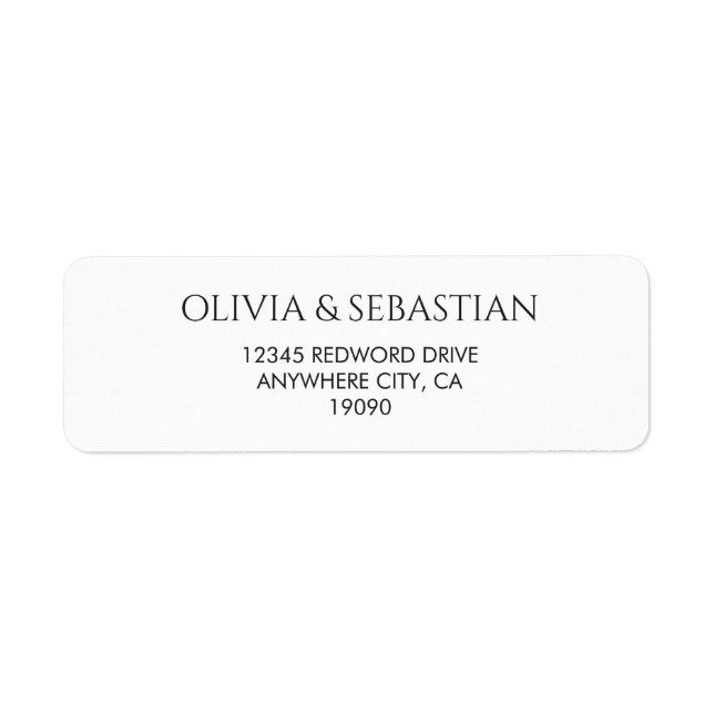Modern Text Black White Return Address Label (Front)
