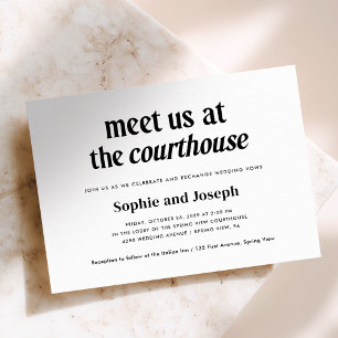 Modern Text   Courthouse Wedding Elopement Invitation