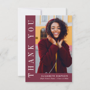 Modern Text Graduation Thank You Photo Card