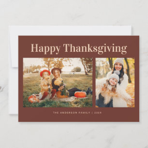 Modern Text Happy Thanksgiving Photo Holiday Card