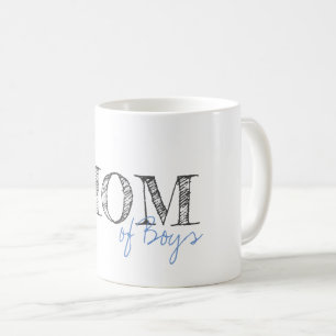 Modern Text Mom of Boys Baby Blue Grey Coffee Mug