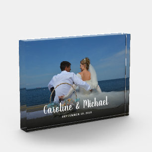 Modern text overlay personalized wedding custom photo block