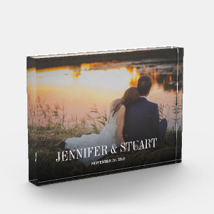 Modern text overlay personalized wedding custom photo block