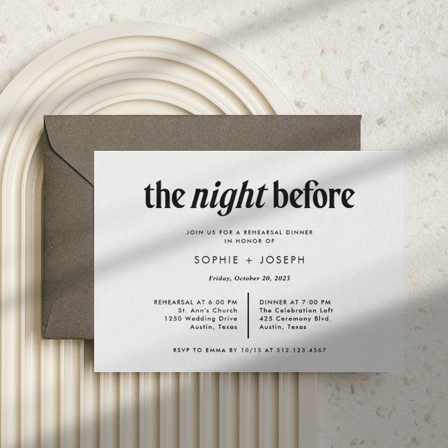 Modern Text | The Night Before Rehearsal Dinner Invitation (Creator Uploaded)