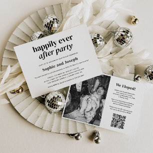 Modern Text   Wedding Happily Ever After Party Invitation