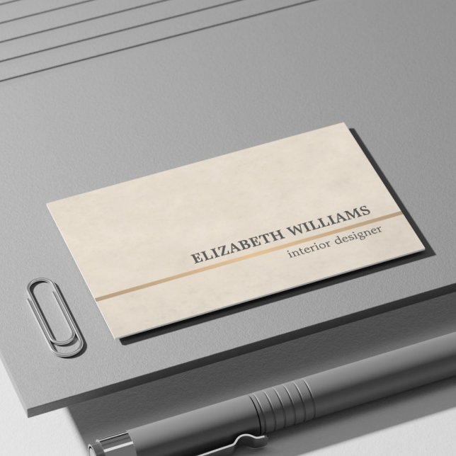 Modern Texture Beige Copper Line Interior Designer Business Card (Creator Uploaded)