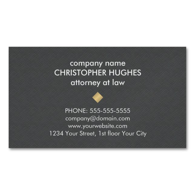 Modern Texture Gray Faux Gold Pattern Attoreny Magnetic Business Card (Front)