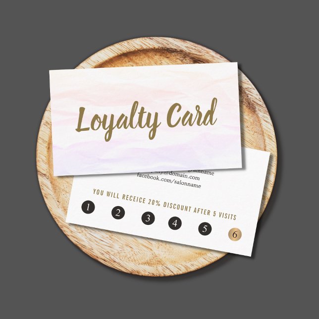 Modern Texture Light Pink Golden Beauty Salon Loyalty Card (Creator Uploaded)