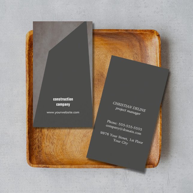 Modern Texture Stone Dark Grey Construction Business Card (Creator Uploaded)