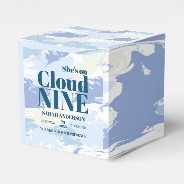 Modern Textured Cloud Nine Bridal Shower Chic Favor Box (Front Side)