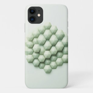 Modern Textured Geometric Hexagons - Elegant Mint  iPhone 11 Case