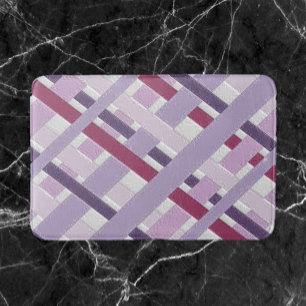 Modern Textured Mauve Striped Bath Mat