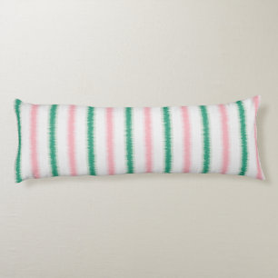 Modern textured pink green ikat stripes patten body pillow