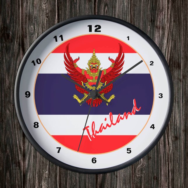 Modern Thai Flag, Thailand patriotic Home / design Round Clock (Creator Uploaded)
