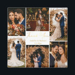 modern thank you 6 photos collage wedding gold magnet<br><div class="desc">elegant  thank you  six photos collage wedding gold magnet</div>