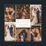 modern thank you 6 photos collage wedding gold magnet<br><div class="desc">elegant  thank you  six photos collage wedding gold magnet</div>