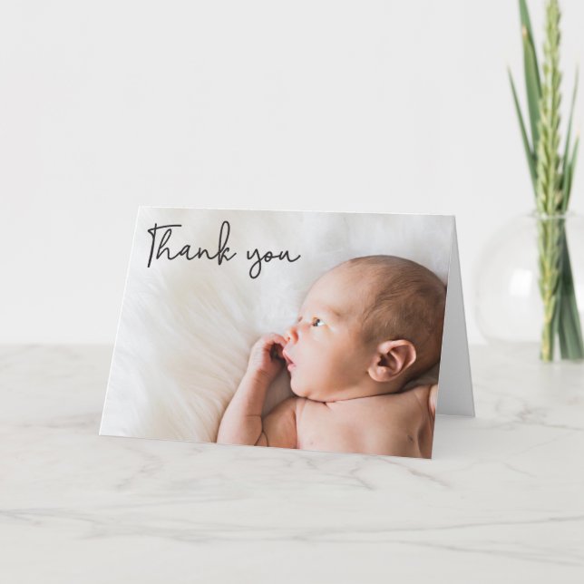 Modern Thank You Baby Photo Birth Announcement (Front)