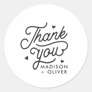 Modern Thank You Bold Typography Wedding Classic Round Sticker