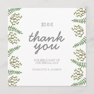 Modern Thank You Card With Leaf Illustrations
