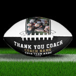 Modern Thank you Coach Team Name and Team Photo Football<br><div class="desc">Modern Thank you Coach Team Name and Team Photo Football. The text is trendy white typography on black background. Personalize with your coach name, team name and year. You can change any text on the football or erase it. A great gift for a coach! Add a team photo and get...</div>