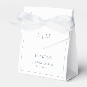 Modern Thank You Dusty Blue Monogram Wedding Favor Box