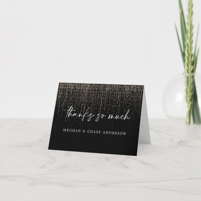 Modern Thank You Edgy Champagne Glitter Card (Front)
