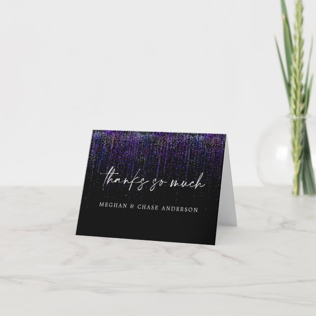 Modern Thank You Edgy Purple Glitter Card (Front)