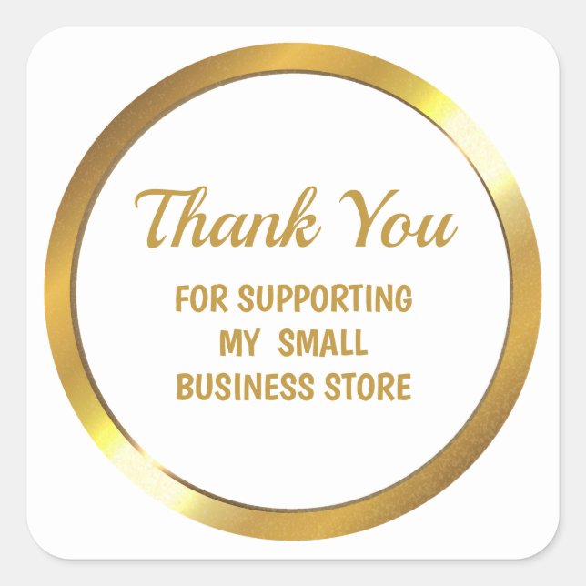 Modern Thank You For Supporting My Small Business Square Sticker (Front)