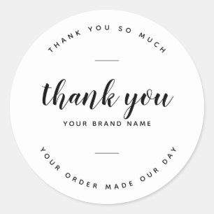 Modern thank you for your order packaging  classic round sticker