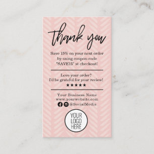 Modern Thank You For Your Order with Logo Business Business Card