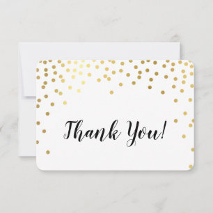 MODERN THANK YOU glamourous chic gold confetti spo Card