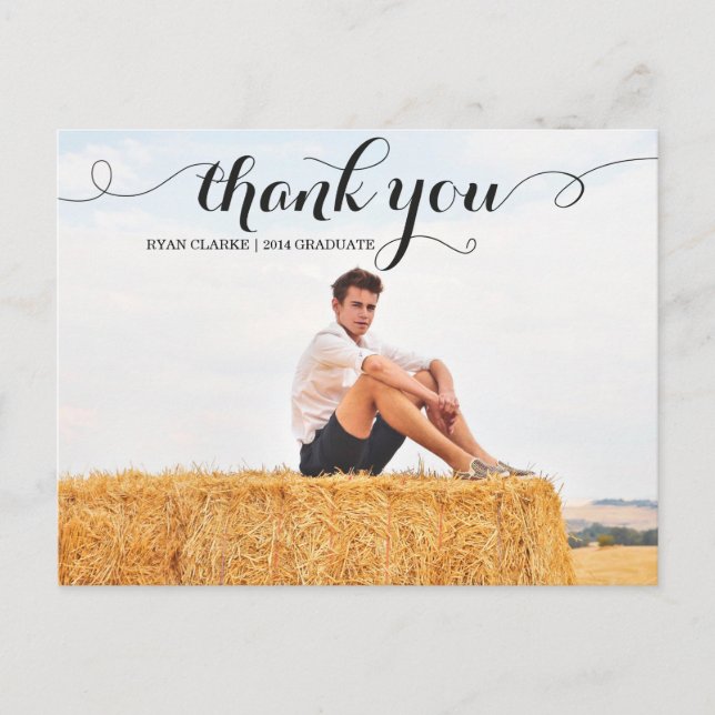 MODERN THANK YOU GRADUATION POST CARD (Front)