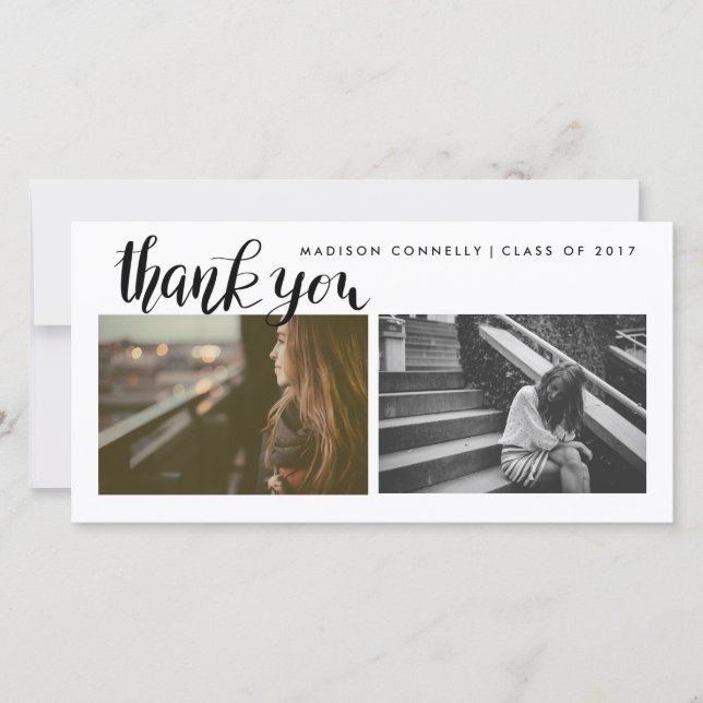 Modern Thank You Handwritten Graduate Photo (Front)