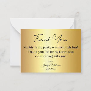 modern thank you happy birthday  golden minimalist card