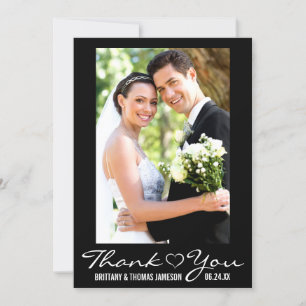 Modern Thank You Heart Wedding Photo Card W