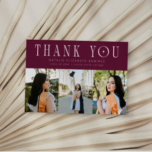 Modern Thank You Multi Photo Cranberry Graduation Announcement