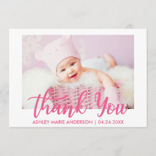 Modern Thank You New Baby Hot Pink