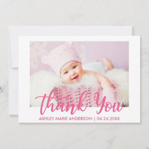 Modern Thank You New Baby Hot Pink Card