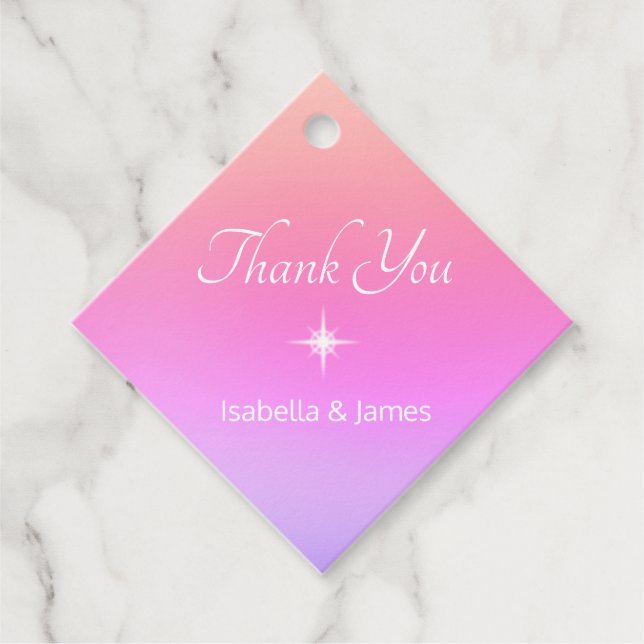 Modern Thank You on Pastel Gradient Favour Tag (Front)