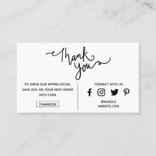 Modern Thank You Promo Code Social Media Logo Business Card