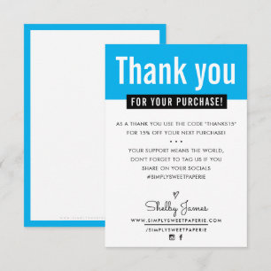 MODERN THANK YOU purchase insert aqua blue Card