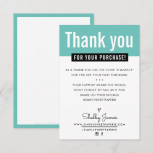 MODERN THANK YOU purchase insert Card