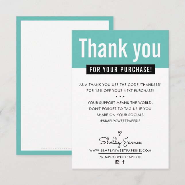MODERN THANK YOU purchase insert orange Card (Front/Back)