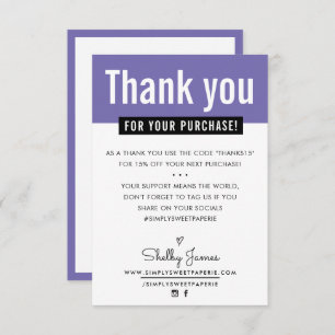 MODERN THANK YOU purchase insert purple