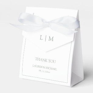 Modern Thank You Sage Green Monogram Wedding Favor Box