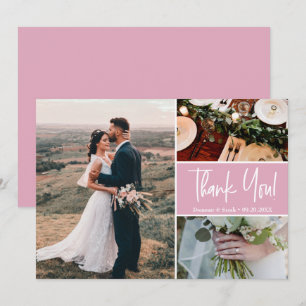 Modern Thank You script Blush Pink Wedding Card