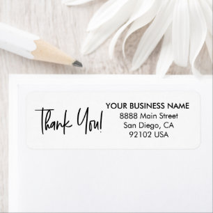 Modern thank you script Business return address 