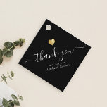 Modern Thank You Script Chic Gold Heart Wedding Favour Tags<br><div class="desc">This modern chic printed gold heart thank you gift favour tag features hand-lettered script calligraphy alongside your names in elegant serif typography. Space for an additional personalized message on the back. This is the black version.</div>