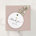 Modern Thank You Script Chic Gold Heart Wedding Favour Tags<br><div class="desc">This modern chic printed gold heart wedding thank you gift favour tag features hand-lettered script calligraphy alongside your names in elegant serif typography. Space for additional message on the back. This is the black and white version.</div>