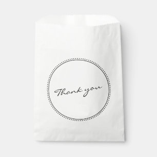 Modern Thank You Script Lettering Dotted Border Favour Bag